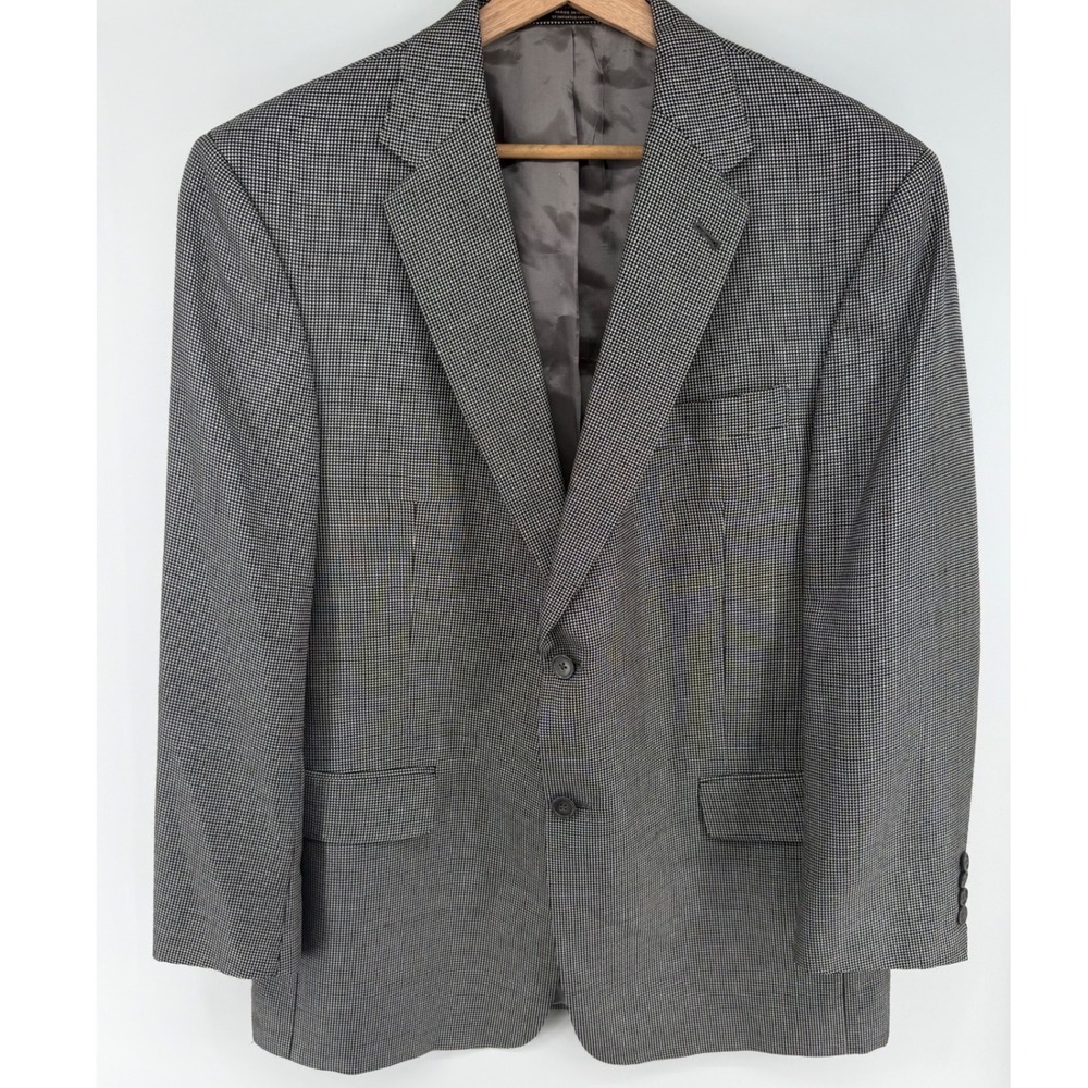 Hart Schaffner Marx Blazer Sport Coat Two‎ Button Gray Patterned Jacket 42R 0845
